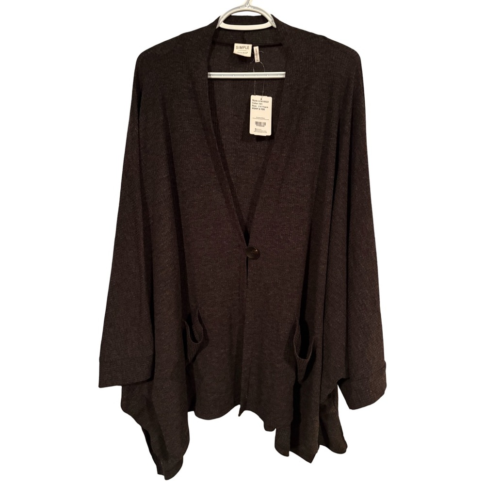 Suzanne Betro Charcoal Cardigan with Pockets